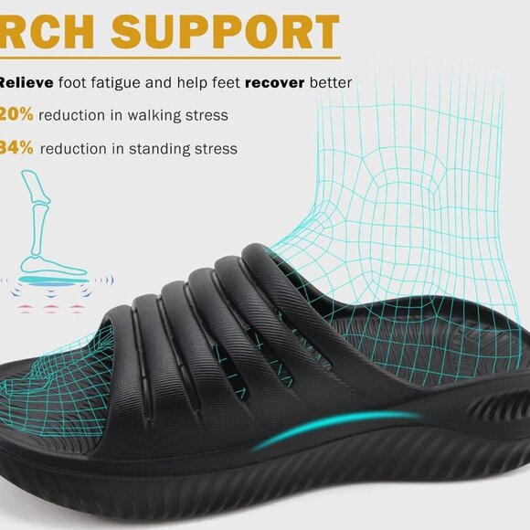 Womens Ladies Recovery Sandals Sport Slides Open Toe - Picture 3 of 9